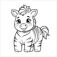 Zebra Coloring Page Drawing For Kids