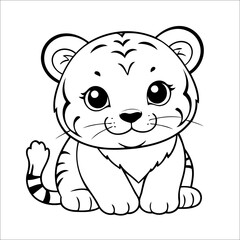 Tiger Coloring Page Drawing For Toddlers