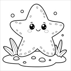 Starfish Coloring Page Drawing For Kids