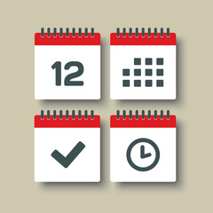 Icon page calendar - 12 day, agenda, timer, done