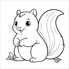 Squirrel Coloring Page Drawing For Kids