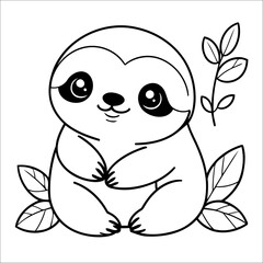 Sloth Coloring Page Drawing For Kids