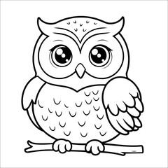 Owl Coloring Page Drawing For Children
