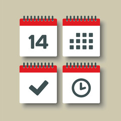 Icon page calendar - 14 day, agenda, timer, done