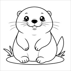 Otter Coloring Page Drawing For Children