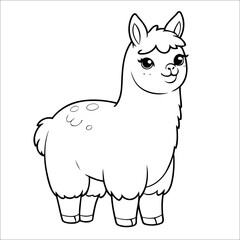 Llama Coloring Page Drawing For Children