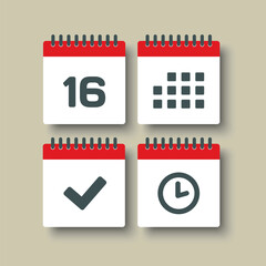 Icon page calendar - 16 day, agenda, timer, done