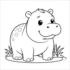 Hippo Coloring Page Drawing For Kids