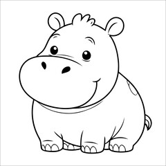 Hippo Coloring Page Drawing For Children