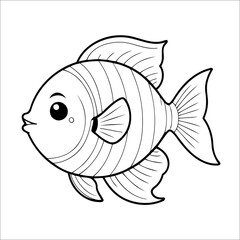 Fish Coloring Page Drawing For Kids