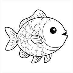 Fish Coloring Page Drawing For Children