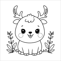 Deer Coloring Page Drawing For Kids