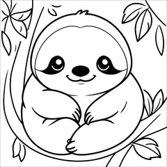 Cute Sloth Coloring Page For Toddlers