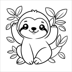 Cute Sloth Coloring Book For Kids