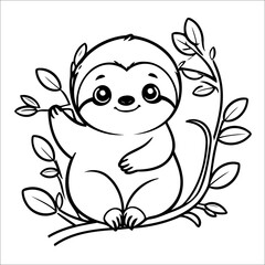 Cute Sloth Coloring book For Children