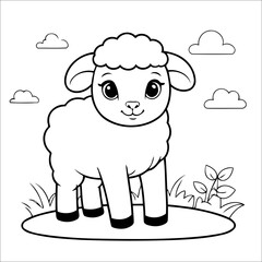 Cute Sheep Coloring Page For Toddlers