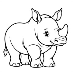 Cute Rhino Coloring Book For Kids