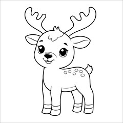 Cute Reindeer Coloring Page For Toddlers