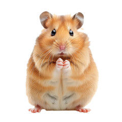 A hamster is shown praying on a Png background, a Beaver Isolated on a whitePNG Background
