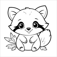 Cute Raccoon Coloring Page For Kids
