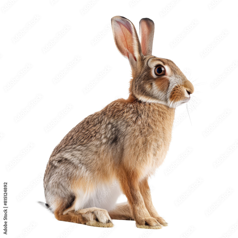 Poster a rabbit sitting calmly in front of a plain png background, a beaver isolated on a whitepng backgrou