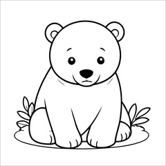 Cute Polarbear Coloring Page For Kids