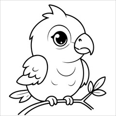 Cute Parrot Coloring Page For Toddlers