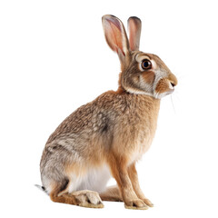 Fototapeta premium A rabbit sitting calmly in front of a plain Png background, a Beaver Isolated on a whitePNG Background