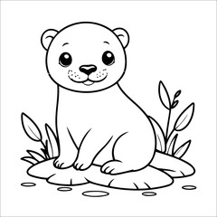 Obraz premium Cute Otter Coloring Book For Kids