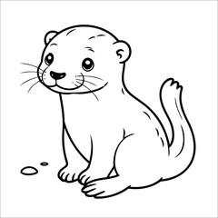 Cute Otter Coloring Page For Toddlers