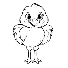 Cute Ostrich Coloring Page For Kids