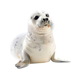 A harp seal is seated on a plain white surface, a Beaver Isolated on a whitePNG Background