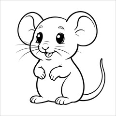 Cute Mouse Coloring Page For Kids