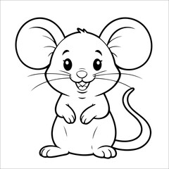 Cute Mouse Coloring Page For Children