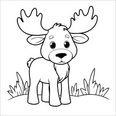 Cute Moose Coloring Page For Children