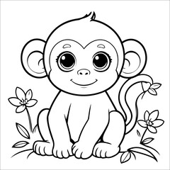 Cute Monkey Coloring Page For Toddlers