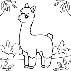 Cute Llama Coloring Page For Children