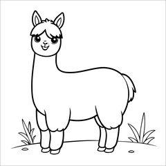 Cute Llama Coloring Book For Kids