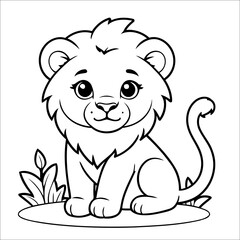 Cute Lion Coloring Page For Kids