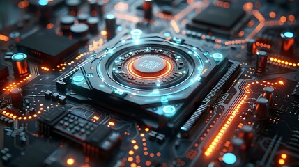 Fototapeta premium Futuristic Chipset Technology Highlighting Prowess and Reliability