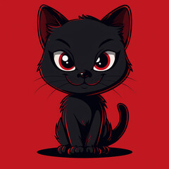 Fototapeta premium Cartoon cat, color illustration