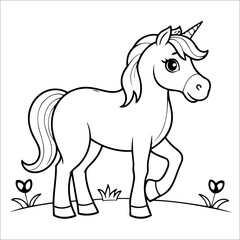 Cute Horse Coloring Page For Toddlers