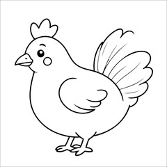 Fototapeta premium Cute Hen Coloring Page For Children