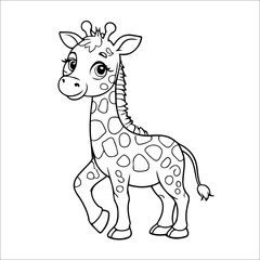 Cute Giraffe Coloring Page For Toddlers