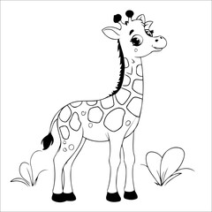 Cute Giraffe Coloring Page For Kids