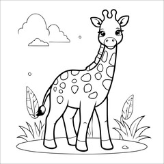 Cute Giraffe Coloring Page For Children