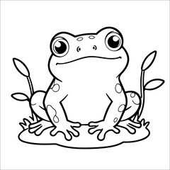 Cute Frog Coloring Page For Kids