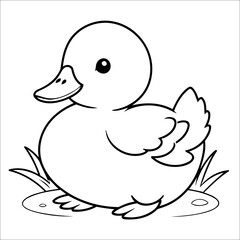 Cute Duck Coloring Page For Kids