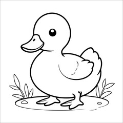 Cute Duck Coloring Page For Children