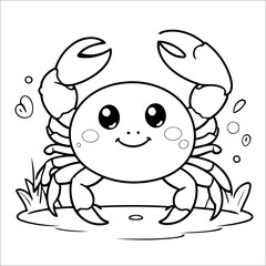 Cute Crab Coloring Page For Toddlers